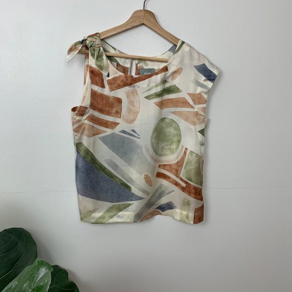 Maeve Nailah Silk Asymmetrical Watercolor Top - Picture 2 of 10